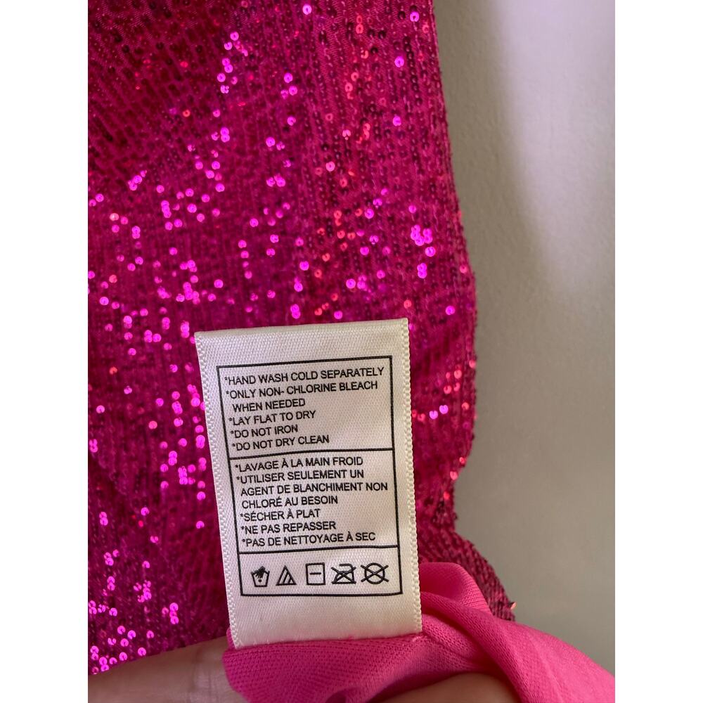 Steve Madden Revolve Pink Sequin Mini Dress Cowl Neck Strappy Party Club M - Picture 8 of 9